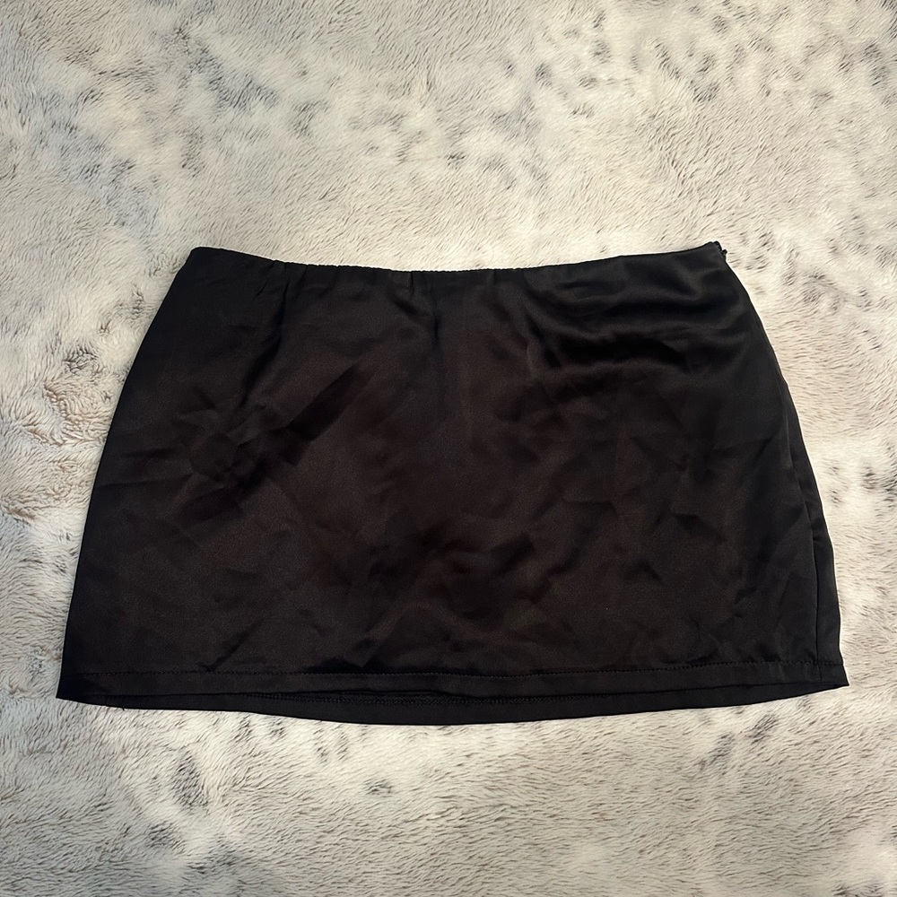 Satin Black Mini Skirt